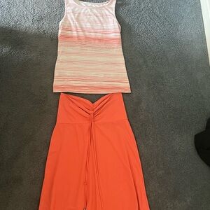 Eddie Bauer Peach Midi A-Line Skirt with Tie Front